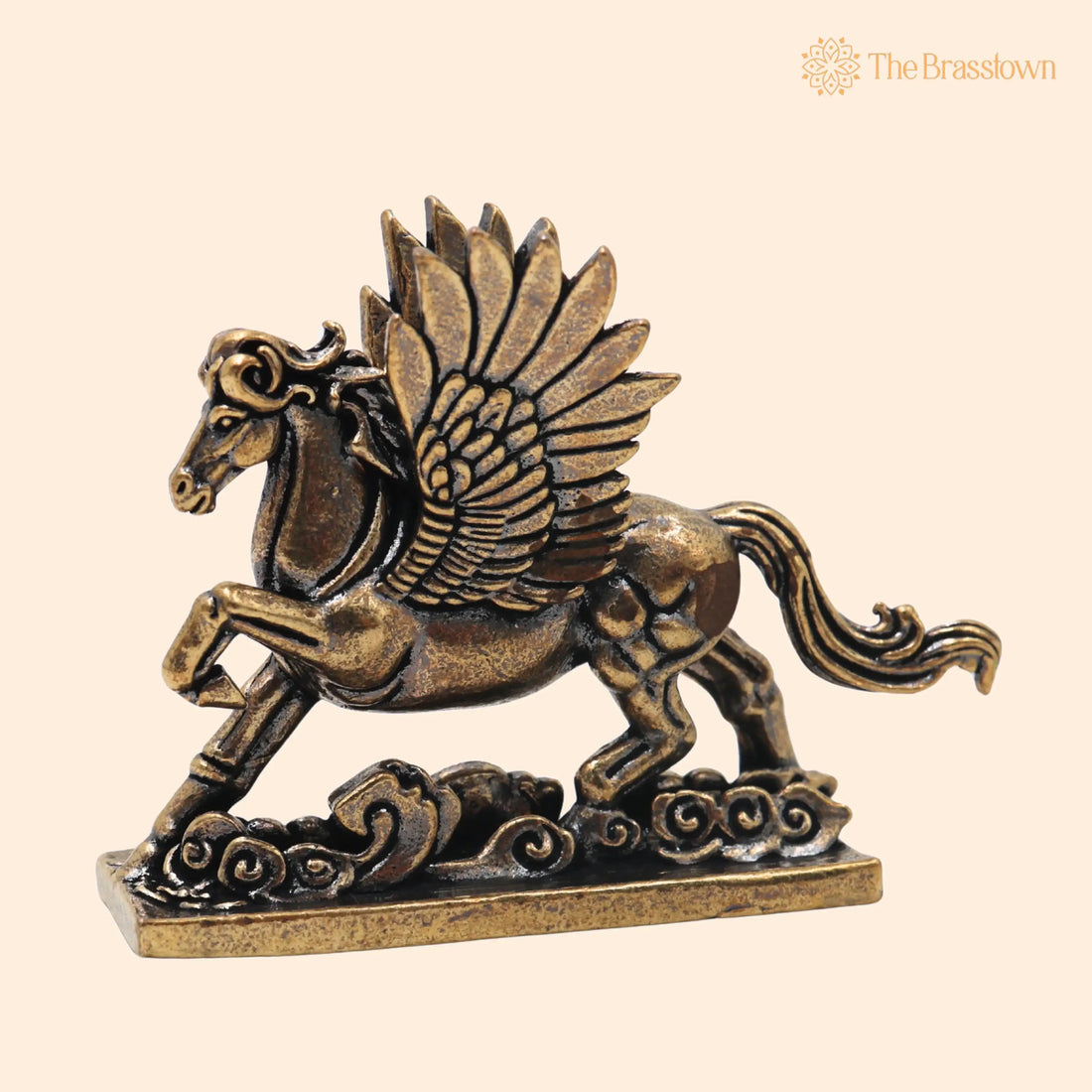 Brass Pegasus Winged Horse Table Decorative Idol – Handcrafted Traditional Vastu Home Décor Spiritual Gifting Figurine 1.5 Inch 1
