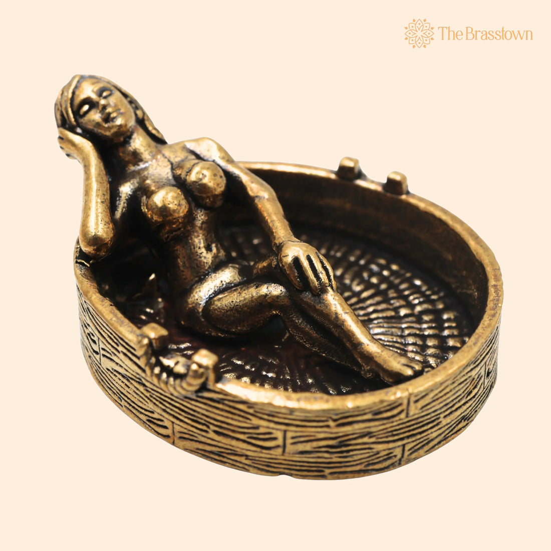 Brass Lady In Bathtub Table Decorative Sculpture – Traditional Handcrafted Snan Sundari Décor Idol for Home Gifting &amp; Vastu 1 Inch 1