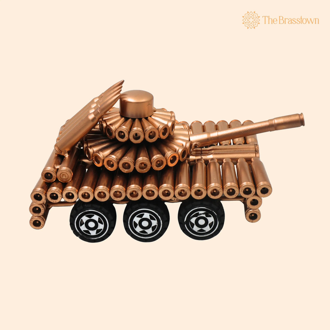 Steel Bullet Shell Tank Sculpture – Handcrafted Traditional Military Décor Showpiece for Home Office Gifting 3.5 Inch 1