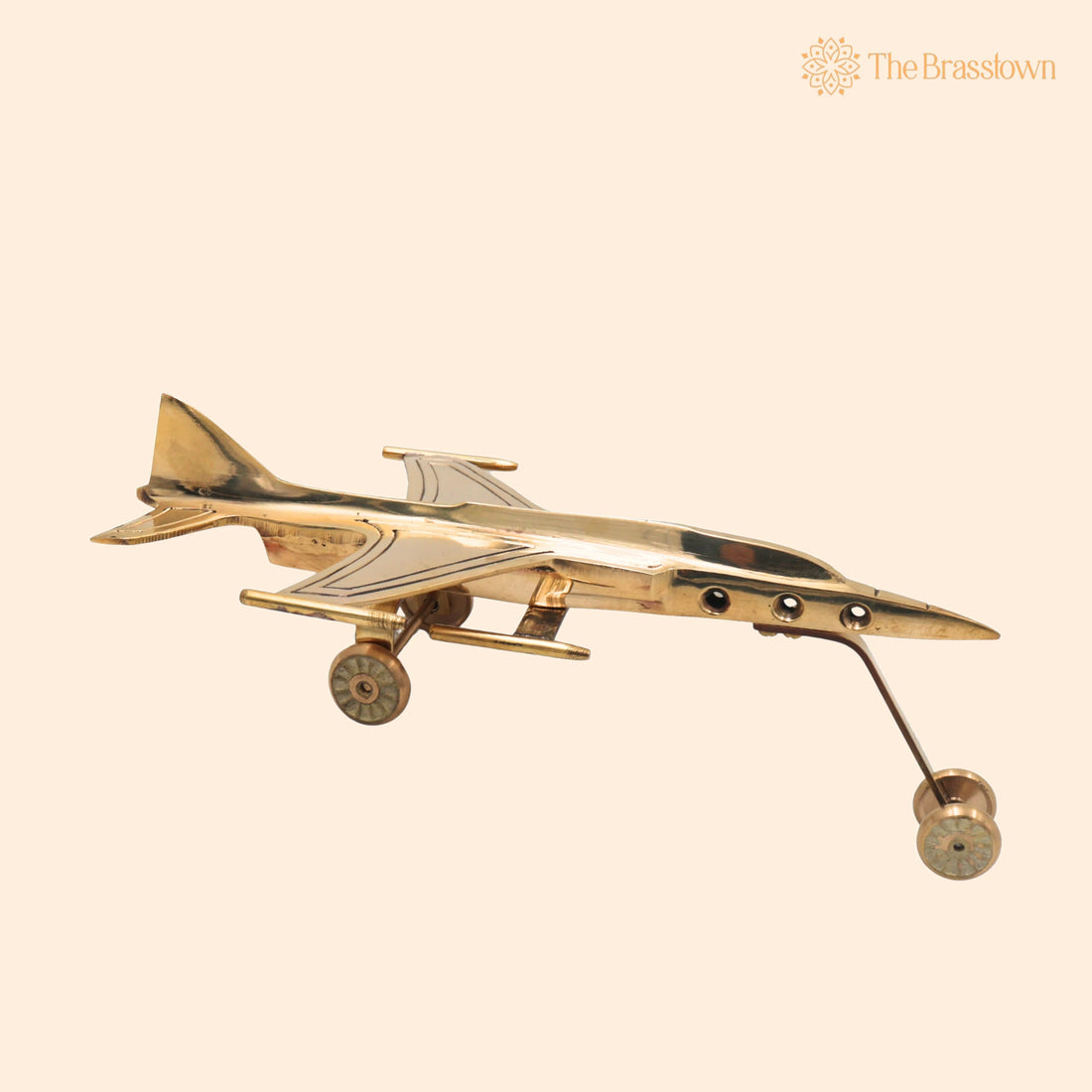 Brass Jet Vimana Showpiece Handcrafted Traditional Aviation Décor Idol for Home Office Vaastu Gifting 3 Inch 1