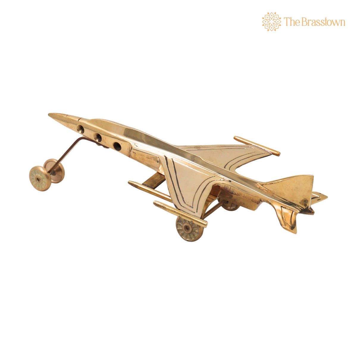 Brass Jet Vimana Showpiece Handcrafted Traditional Aviation Décor Idol for Home Office Vaastu Gifting 3 Inch 2