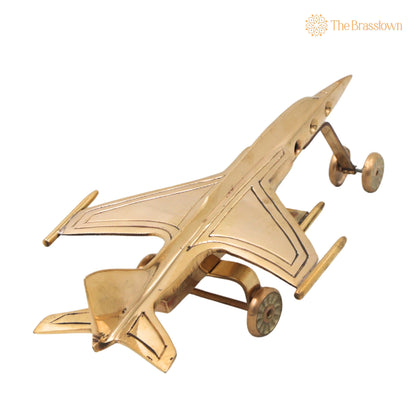 Brass Jet Vimana Showpiece Handcrafted Traditional Aviation Décor Idol for Home Office Vaastu Gifting 3 Inch 3