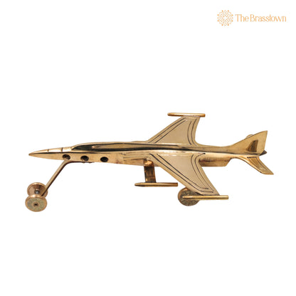 Brass Jet Vimana Showpiece Handcrafted Traditional Aviation Décor Idol for Home Office Vaastu Gifting 3 Inch 4