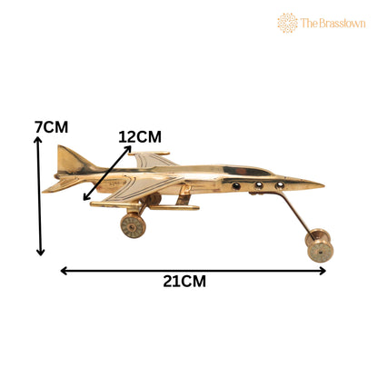 Brass Jet Vimana Showpiece Handcrafted Traditional Aviation Décor Idol for Home Office Vaastu Gifting 3 Inch 5