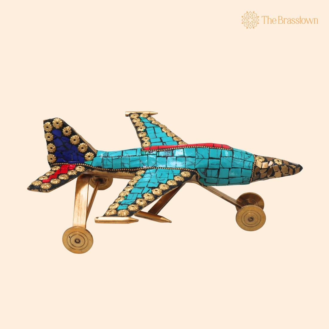Brass Airplane Sculpture – Handcrafted Traditional Vimana Aircraft Showpiece for Home Décor &amp; Gifting 4 Inch 1
