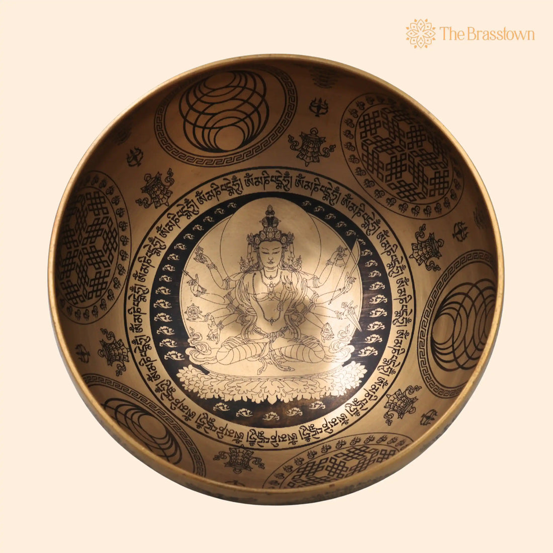 Brass Tibetan Singing Bowl with Wooden Hammer for Meditation – Handcrafted Pooja, Sound Healing &amp; Spiritual Gifting 4.5 Inch 1