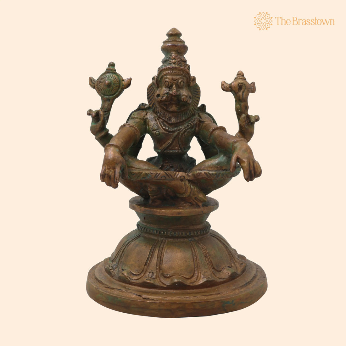 Handcrafted Bronze Yoga Narasimha Idol – Narahari Chola Style Murti for Pooja, Home Décor &amp; Spiritual Gifting 4 Inch 1