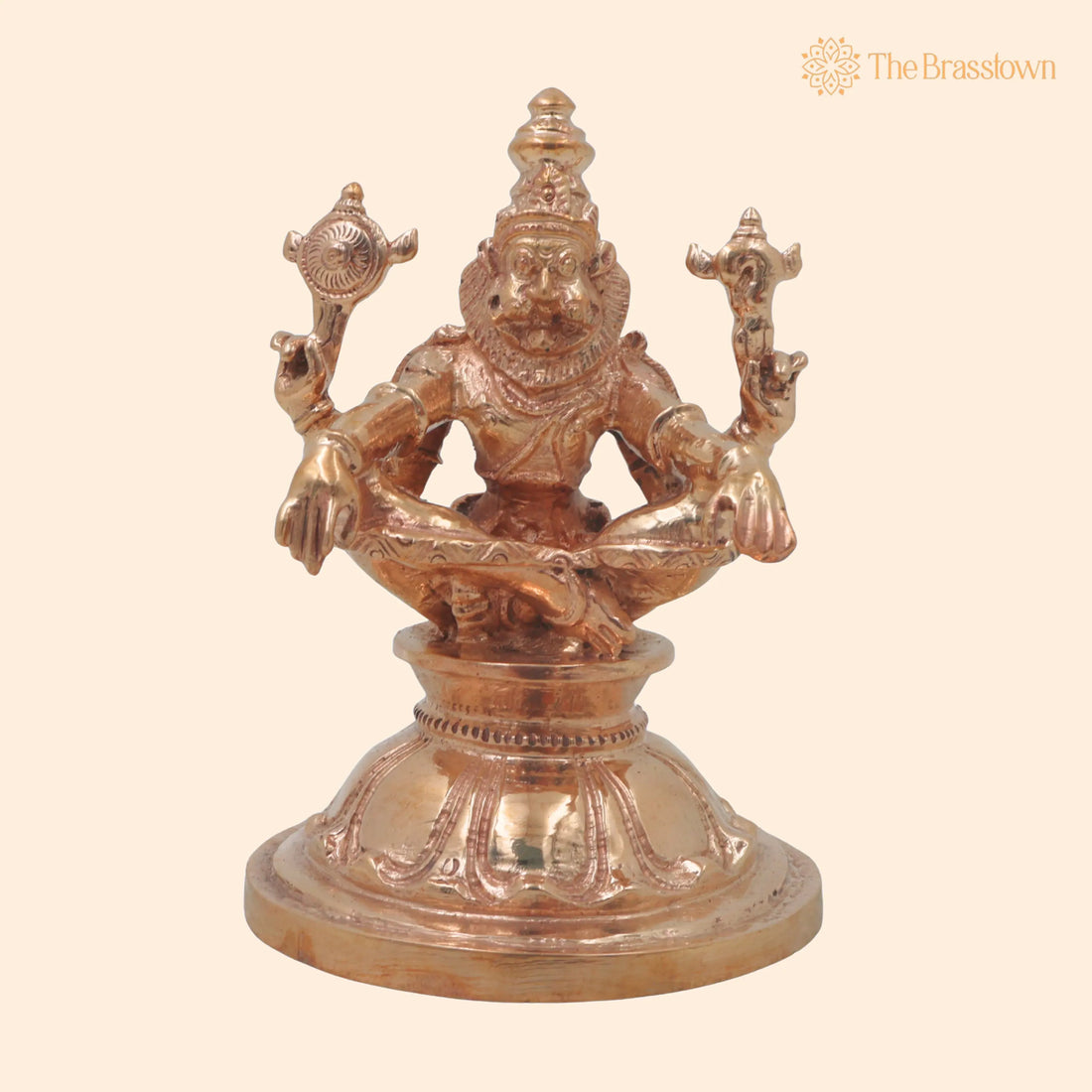 Handcrafted Bronze Yoga Narasimha Idol – Narahari Chola Style Murti for Pooja, Home Décor &amp; Spiritual Gifting 4 Inch 1