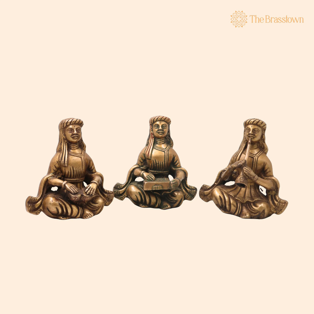 Brass Folk Musician Set of 4 Handcrafted Traditional Sculptures for Home 6.5 Inch 1