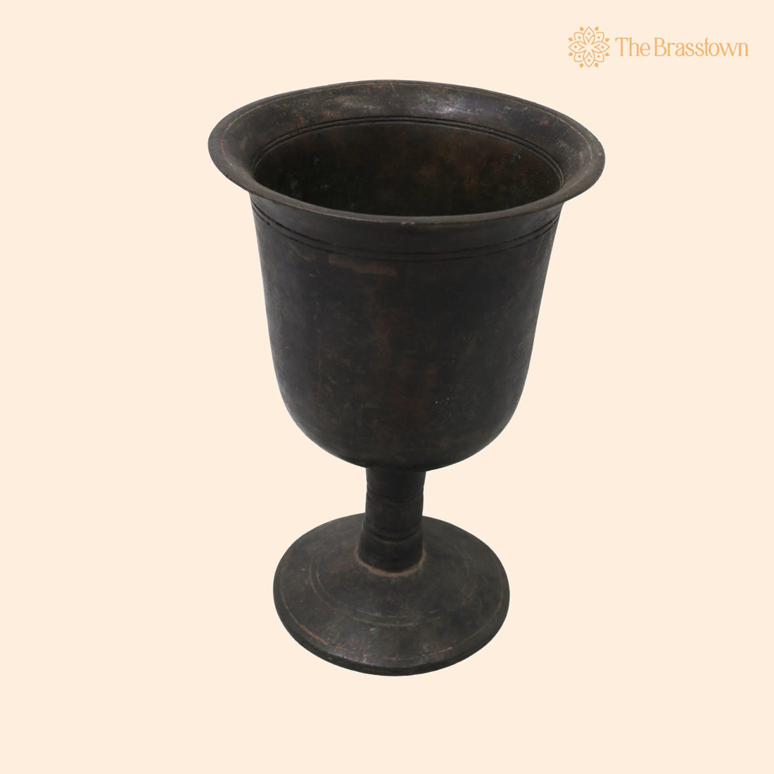 Brass Vintage Glass Pot for Pooja – Handcrafted Temple Décor, Sacred Jal Patra, Traditional Giftware 5 Inch 1