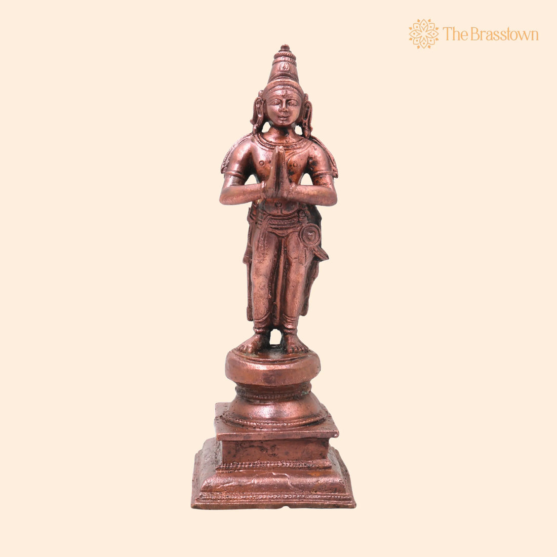 Handcrafted Copper Alwar Idol – Alvar Murti, Azhwar Vigraham, Srivaishnava Figurine for Pooja &amp; Décor 6 Inch 1