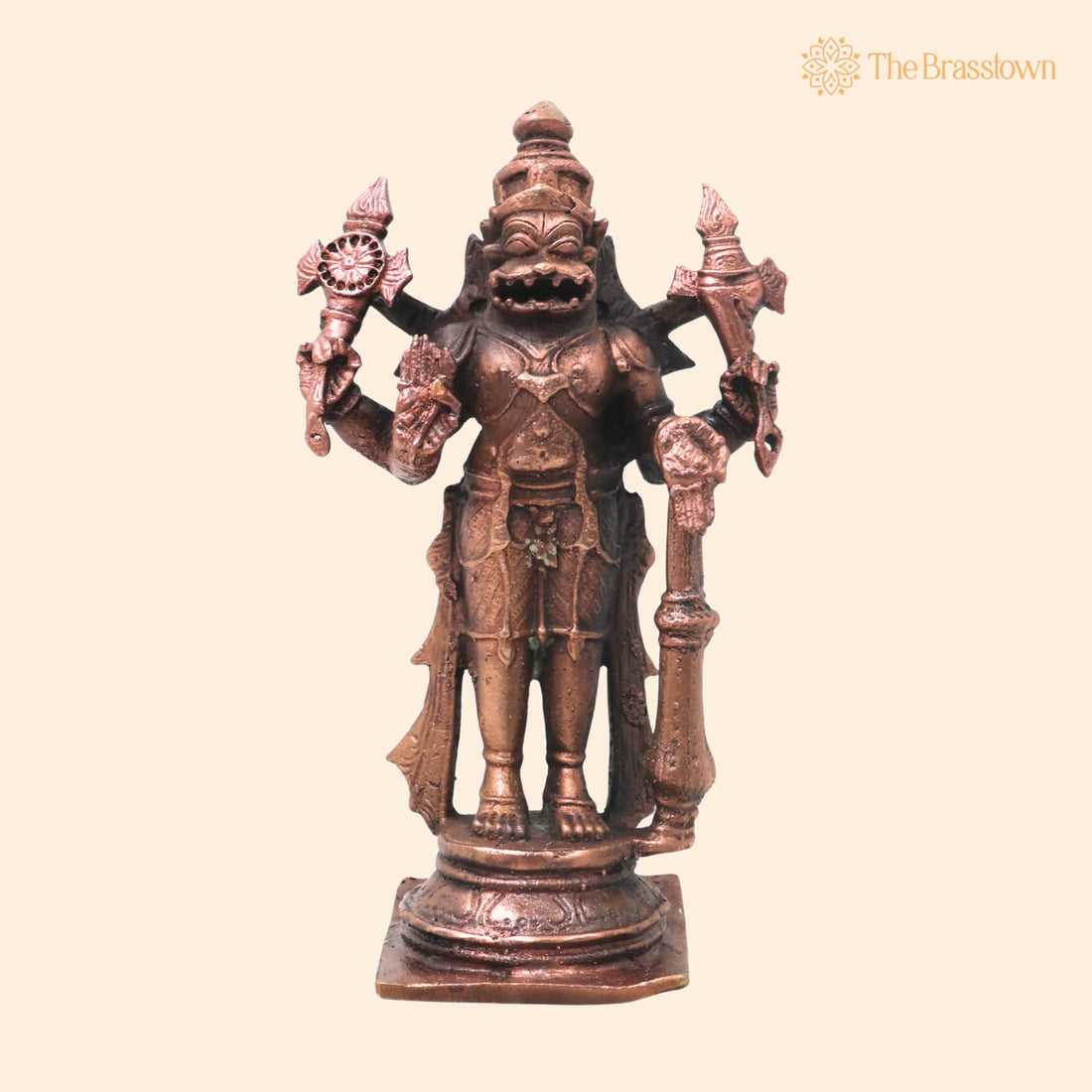 Handcrafted Copper Narasimha Idol – Lakshmi Narasimha Murti for Pooja, Vastu, Home Temple &amp; Spiritual Décor 6.5 Inch 1