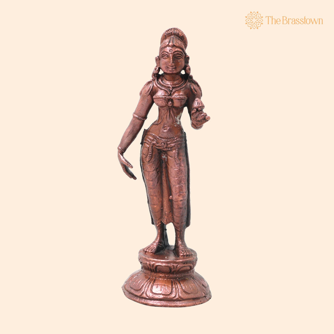 Copper Parvati Idol – Handcrafted Uma Gauri Ambika Traditional Chola Murti for Pooja, Home Décor &amp; Gifting 5 Inch 1