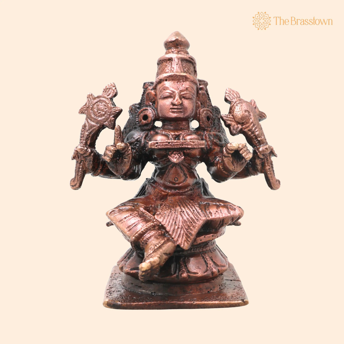 Copper Mahalakshmi Idol – Handcrafted Traditional Murti Sri Lakshmi Statue for Pooja, Home Décor &amp; Gifting 3.5 Inch 1
