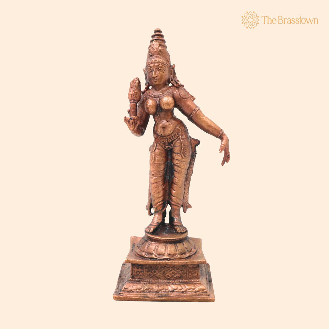 Copper Shridevi Idol – Handcrafted Traditional Murti for Puja, Home Mandir &amp; Décor 5 Inch 1