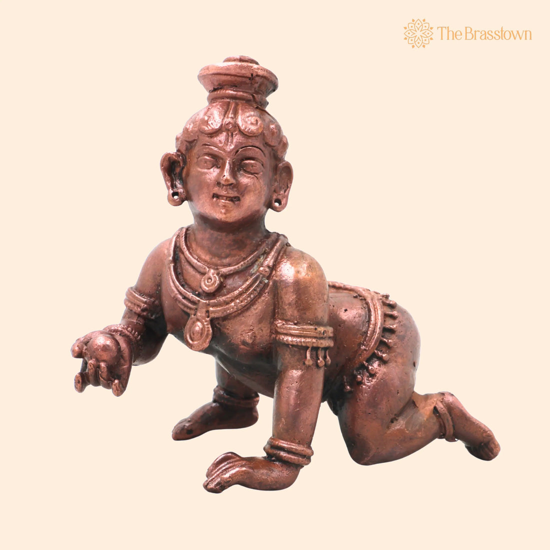 Copper Laddu Krishna Idol – Handcrafted Bala Gopala Govinda Murti Traditional Chola Pooja Décor Gift 2.5 Inch 1