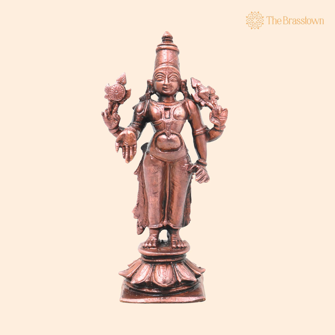 Copper Vishnu Narayana Idol – Handcrafted Traditional Murti for Pooja Home Décor Temple Gifting 5 Inch 1