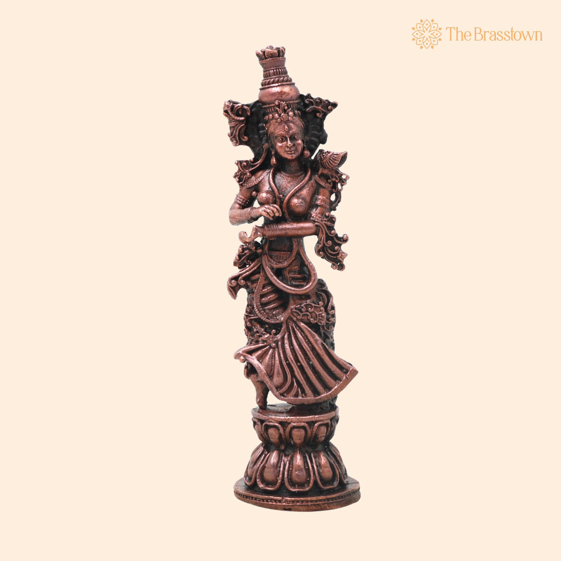 Copper Radha Rani Idol – Handcrafted Radharani Kishori Ji Murti for Pooja, Home Décor, Temple &amp; Gifting 4.5 Inch 1