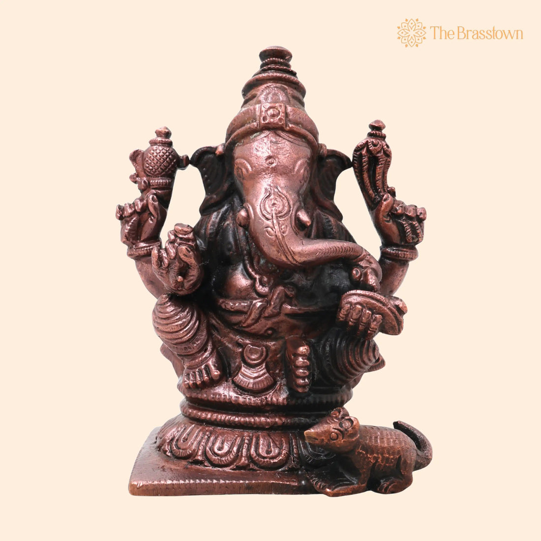 Copper Ganesha Ganapati Handcrafted Vinayaka Idol – Traditional Chola Murti for Pooja Home Décor &amp; Gifting 3.5 Inch 1