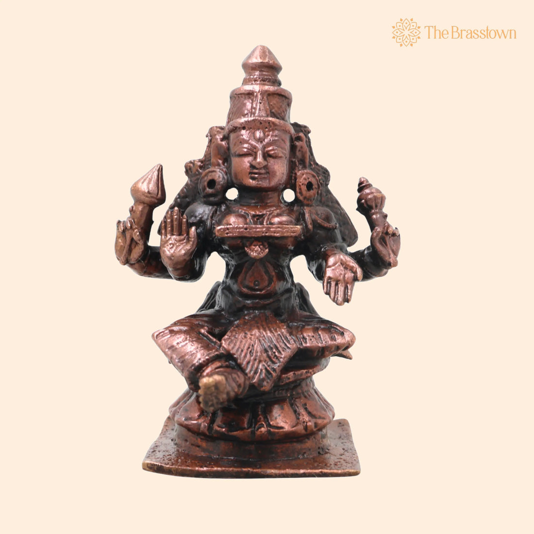 Copper Mahalakshmi Idol – Murti Handcrafted Traditional Chola Lakshmi Devi Statue for Pooja, Décor &amp; Gifting 3 Inch 1
