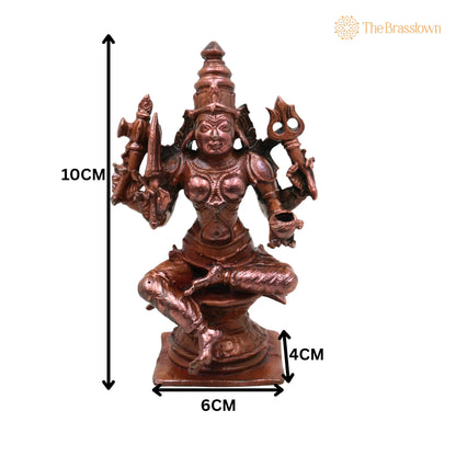 Copper Mariamman Devi Idol – Tamra Amman Murti, Handcrafted Traditional Chola Style Pooja, Home Décor &amp; Gift 4 Inch 5