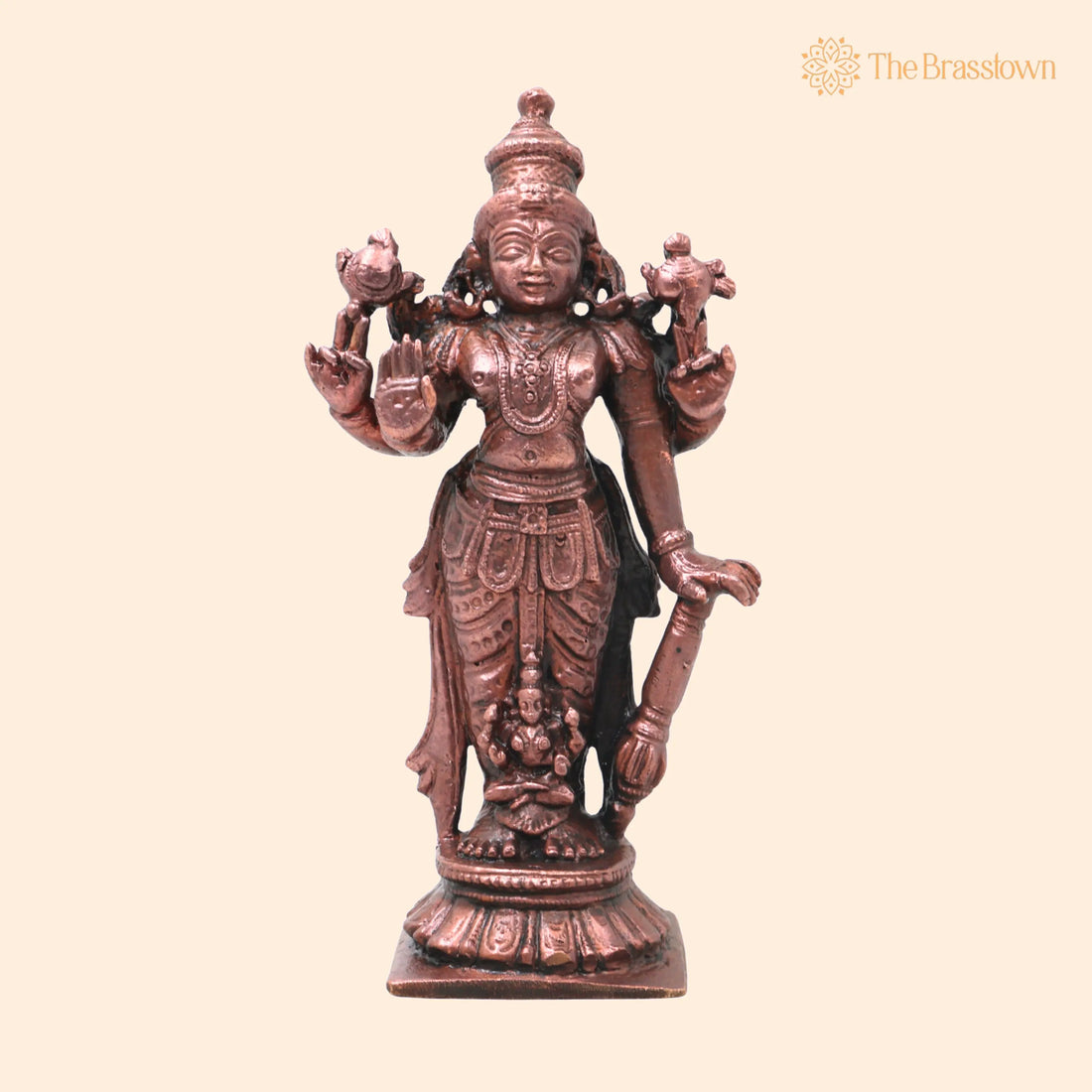 Copper Vishnu Idol Handcrafted Sri Narayana Murti for Pooja – Home Décor 5 Inch 1