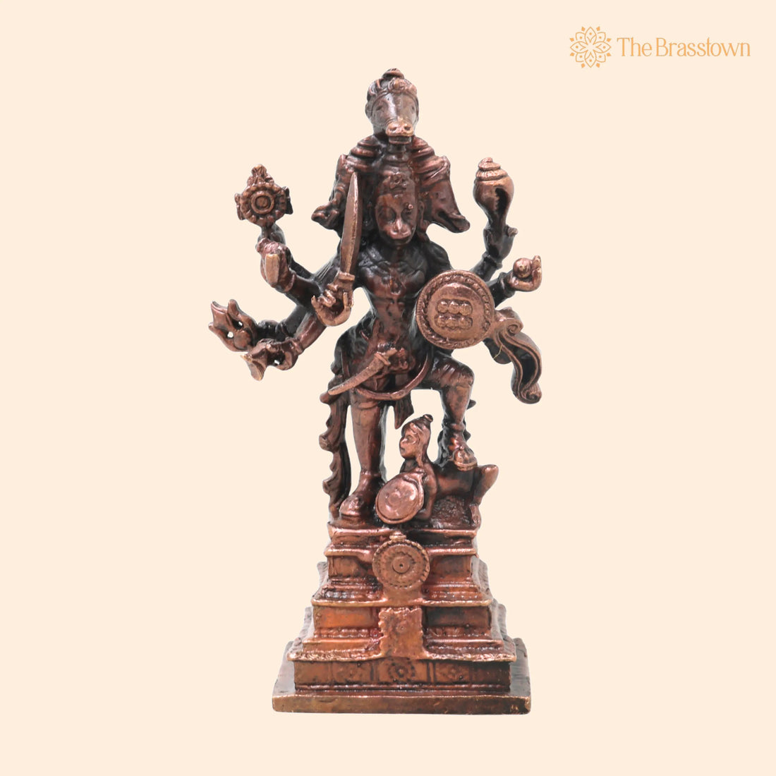 Copper Panchamukhi Veera Hanuman Idol – Handcrafted Traditional Chola Anjaneya Murti for Pooja Décor &amp; Gifting 4 Inch 1