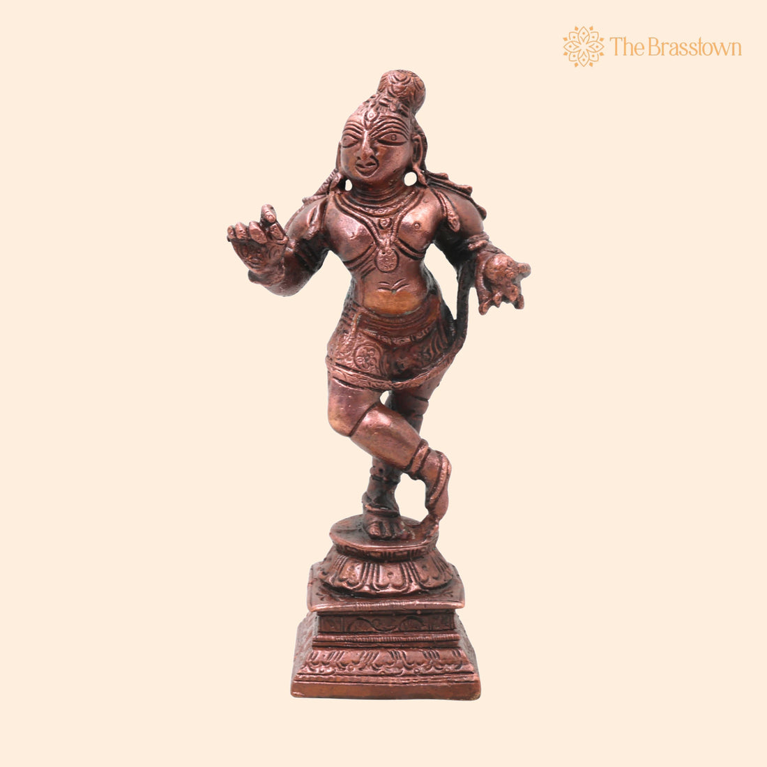 Copper Ladoo Krishna Idol – Handcrafted Bala Gopala Murti Traditional Chola Style for Pooja, Home Décor &amp; Gifting 5.5 Inch 1