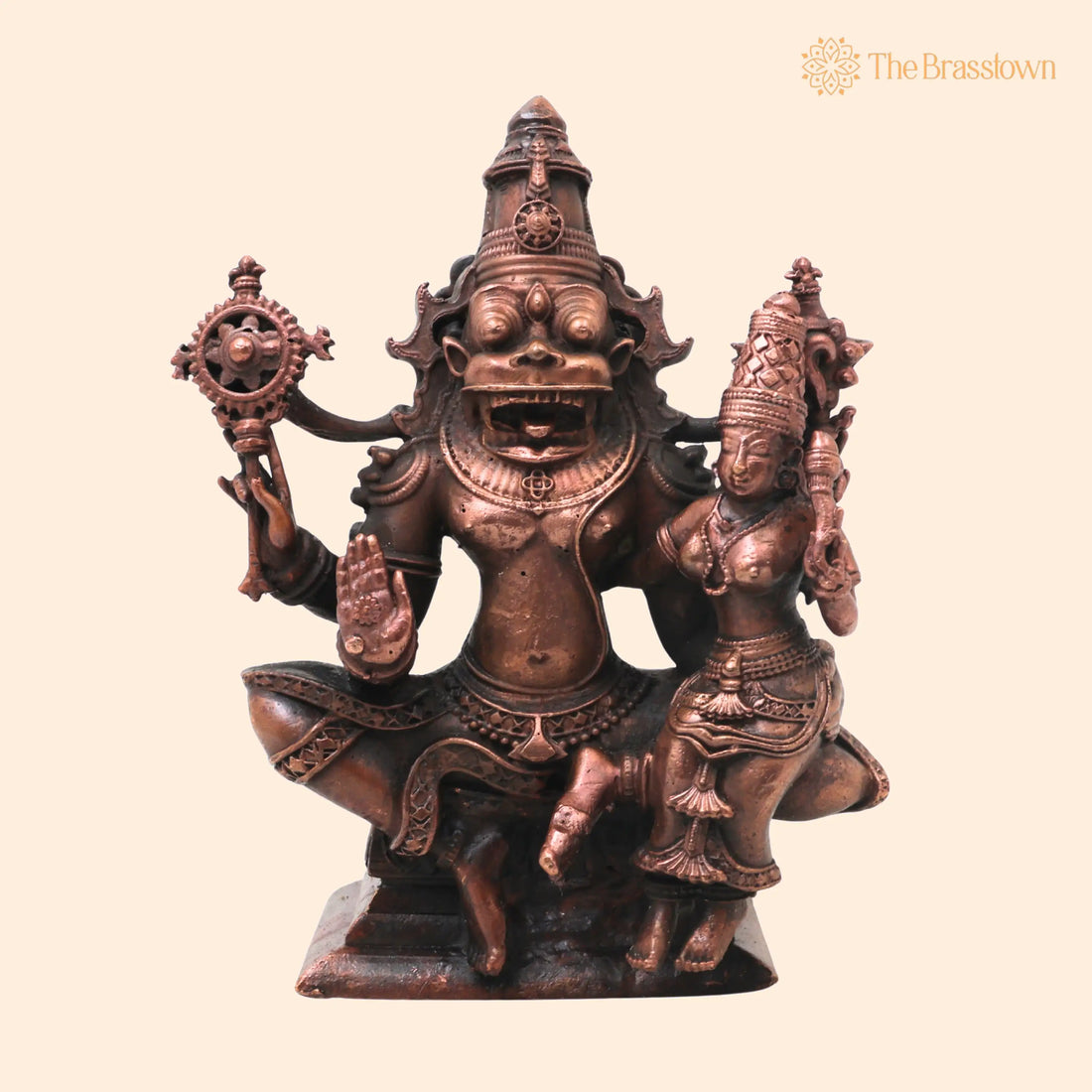 Copper Lakshmi Narasimha Idol – Handcrafted Narahari Swamy Traditional Chola Murti for Pooja, Décor &amp; Gifting 5 Inch 1