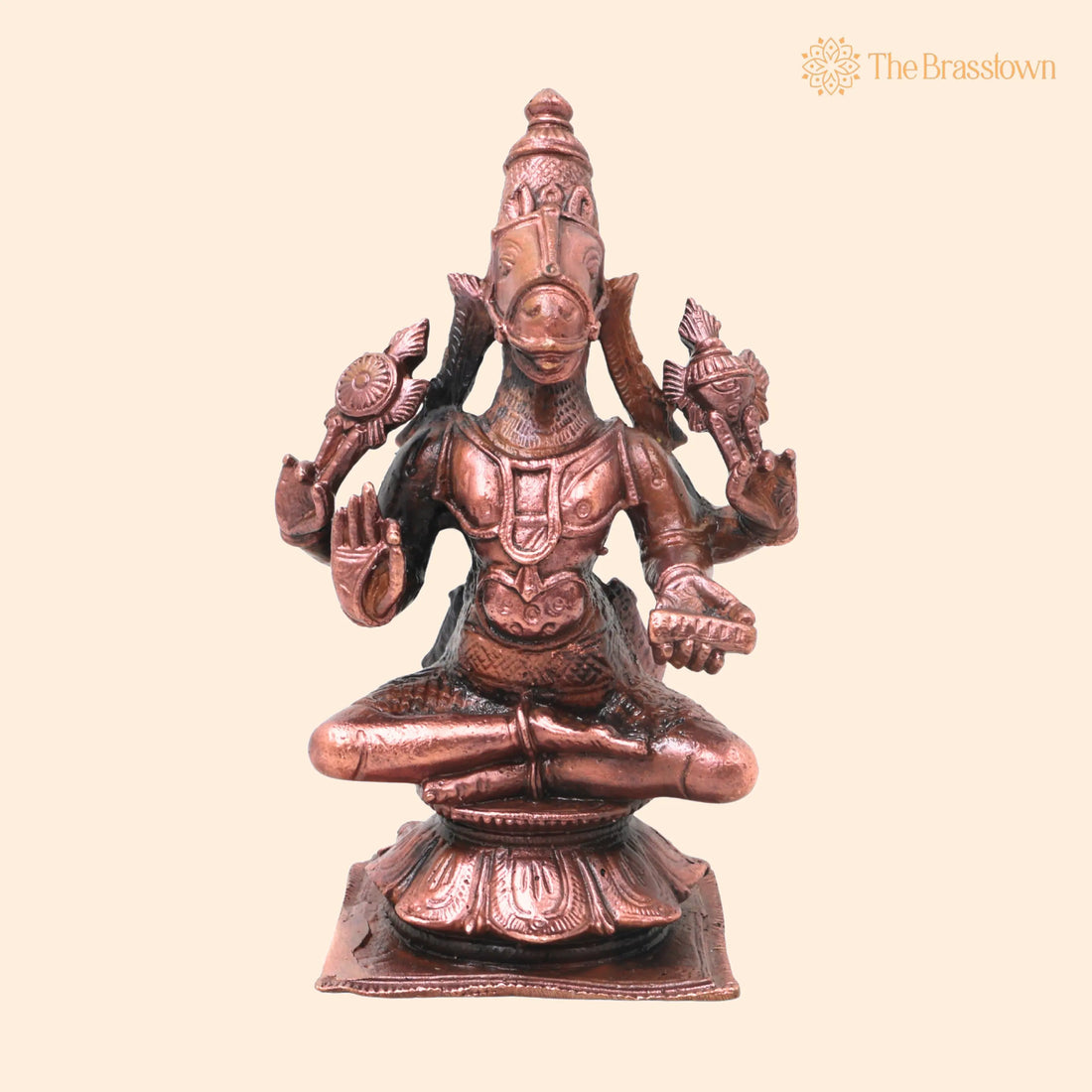 Copper Hayagriva Idol – Handcrafted Traditional Chola Style Murti for Pooja, Home Décor, Gifting &amp; Temple Worship 4.5 Inch 1