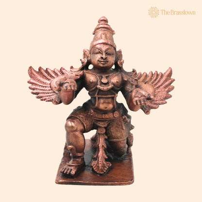 Copper Garuda Idol – Handcrafted Traditional Murti for Puja, Home Mandir &amp; Décor 4.5 Inch 1