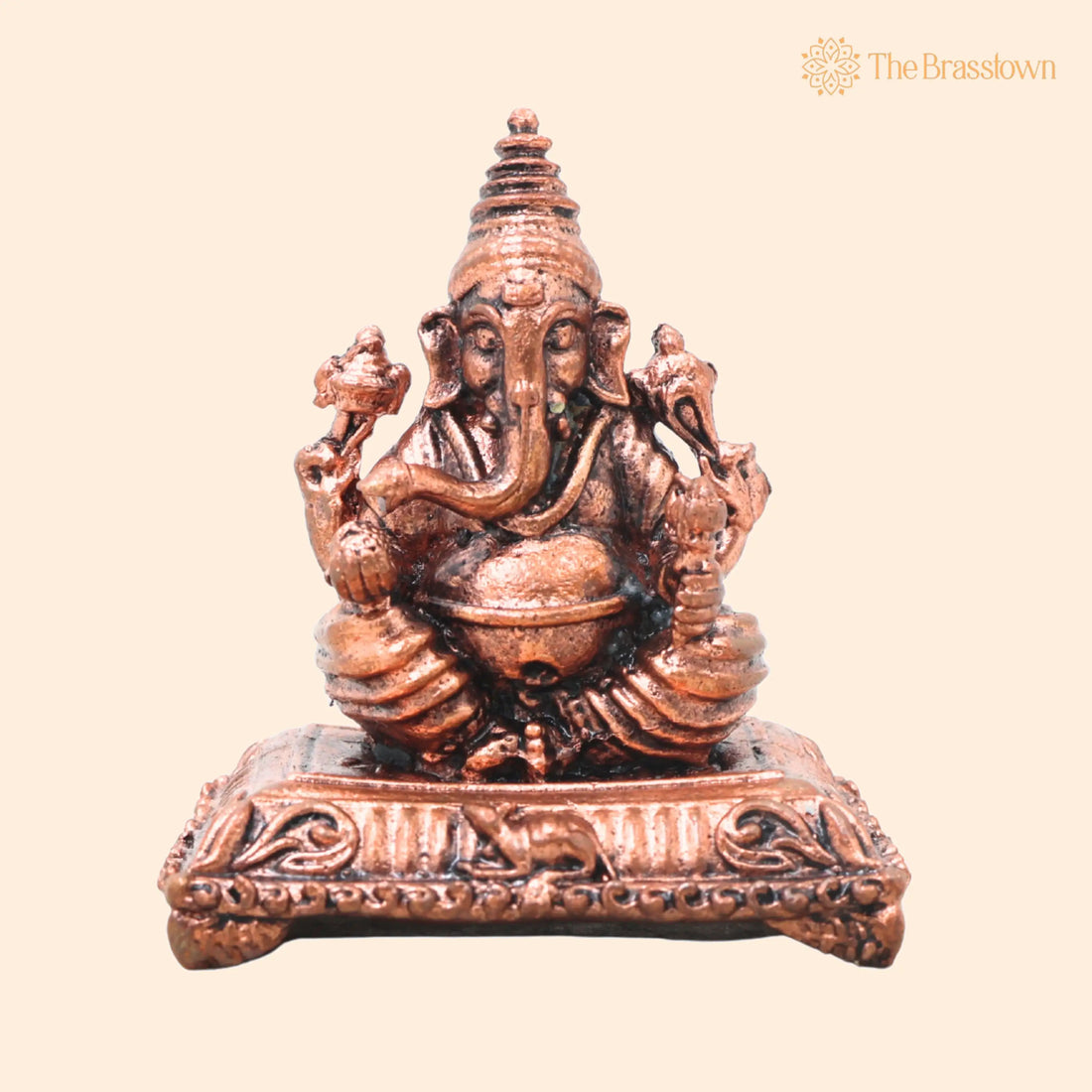 Copper Ganesha Idol – Handcrafted Ganapati Vinayaka Murti Traditional Chola Sculpture for Pooja Home Décor &amp; Gifting 2 Inch 1