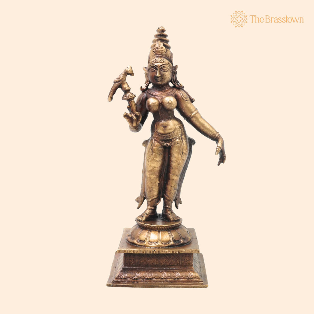 Brass Meenakshi Amman Idol – Handcrafted Traditional Chola Style Murti for Pooja Home Décor &amp; Spiritual Gifting 5.5 Inch 1