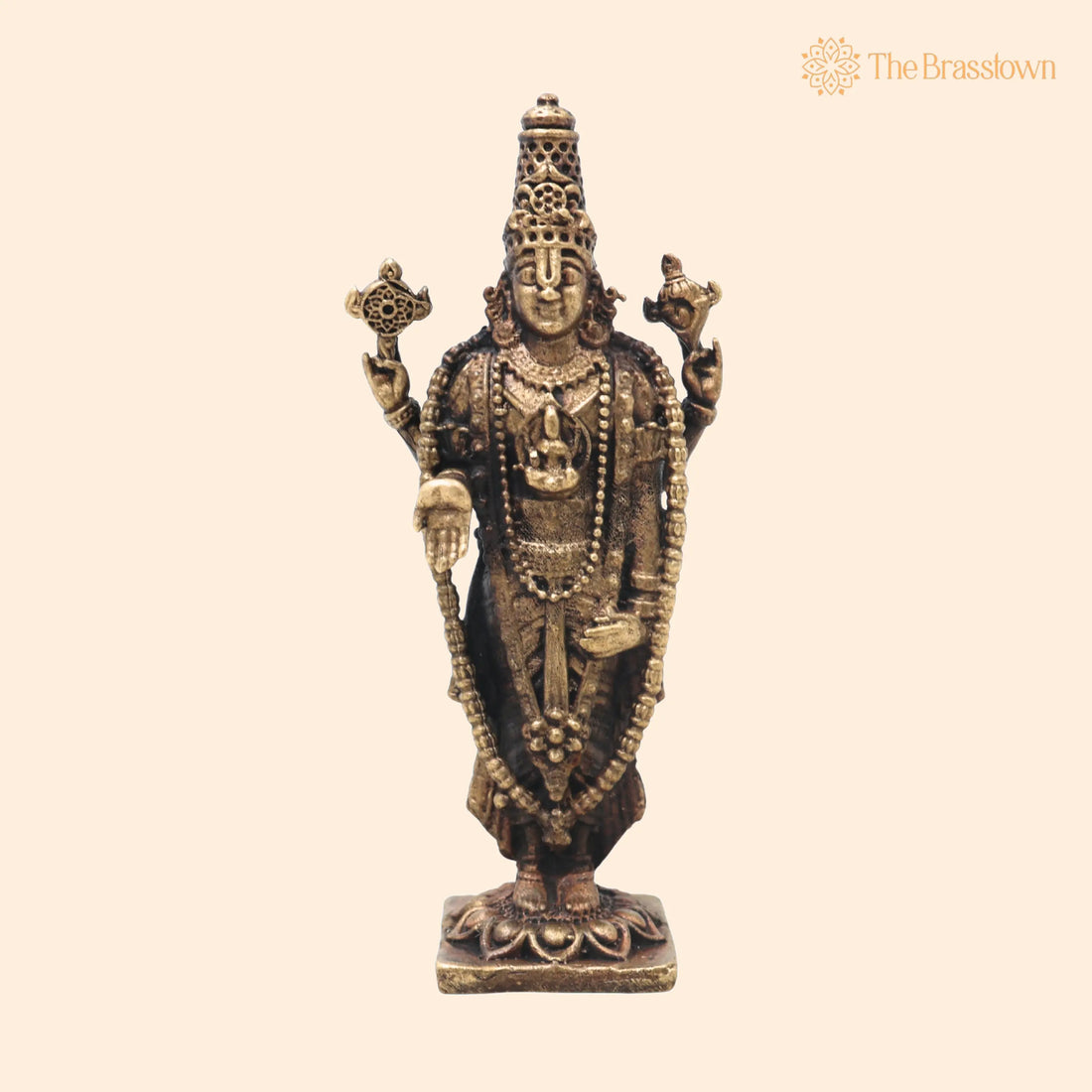 Handcrafted Brass Venkateshwara Idol – Tirupati Balaji Srinivasa Murti for Pooja, Home Décor &amp; Spiritual Gifting 3 Inch 1