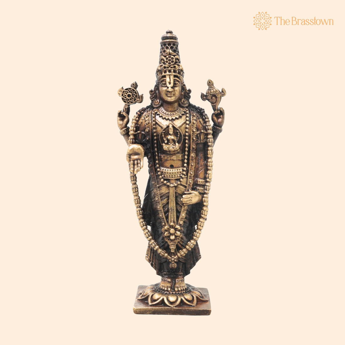 Brass Venkateshwara Idol – Handcrafted Tirupati Balaji Srinivasa Murti for Pooja, Home Décor &amp; Gifting 3 Inch 1