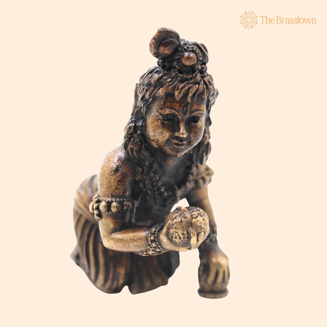 Brass Laddu Gopal Idol – Handcrafted Bala Krishna Gopal Murti for Pooja, Home Temple Décor &amp; Spiritual Gifting 1.5 Inch 1