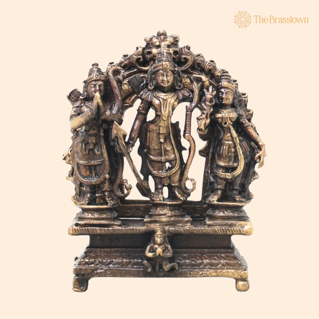 Brass Ram Darbar Idol – Handcrafted Shri Ram Parivar Murti Traditional Chola Style for Pooja, Home Décor &amp; Gifting 3 Inch 1