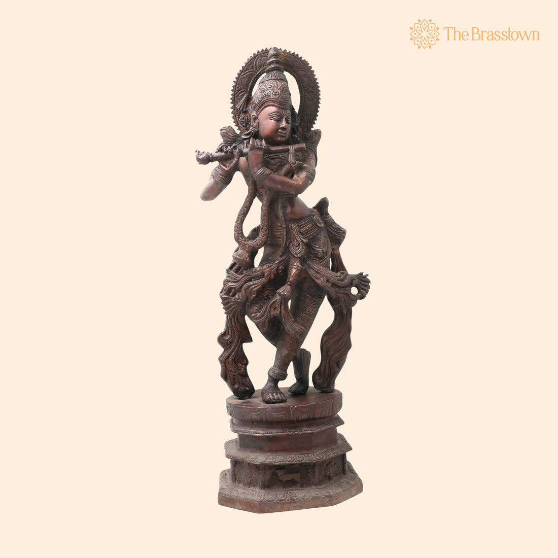 Handcrafted Brass Venugopala Krishna Murti – Traditional Chola Vigraha for Pooja, Home Décor &amp; Gifting 17.5 Inch 1