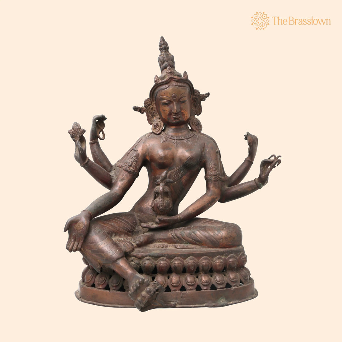 Brass Vasudhara Deer Idol Statue – Handcrafted Traditional Prosperity Murti for Vastu, Home Décor &amp; Gifting 16 Inch 1