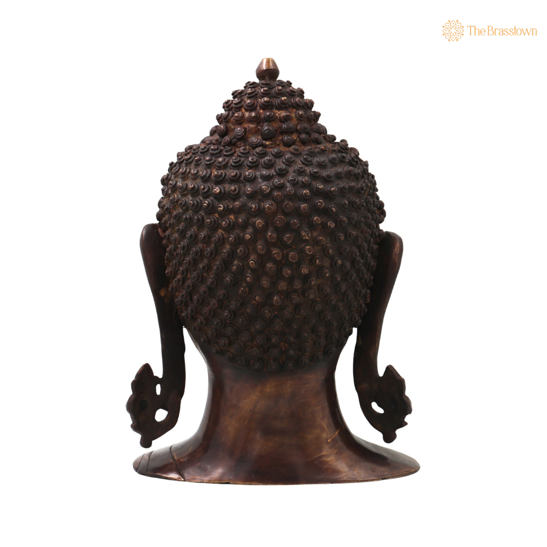Handcrafted Brass Buddha Face Statue – Peaceful Meditation &amp; Zen Wall Décor for Home, Office &amp; Spiritual Spaces 12 Inch