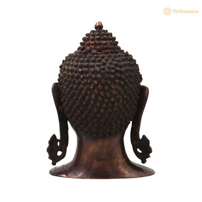Handcrafted Brass Buddha Face Statue – Peaceful Meditation &amp; Zen Wall Décor for Home, Office &amp; Spiritual Spaces 12 Inch