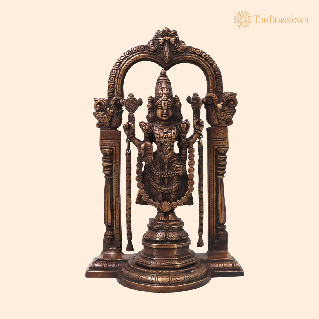 Brass Balaji Sculpture Idol – Handcrafted Sri Venkateswara Srinivasa Murti for Pooja, Home Décor &amp; Gifting 14.5 Inch 1