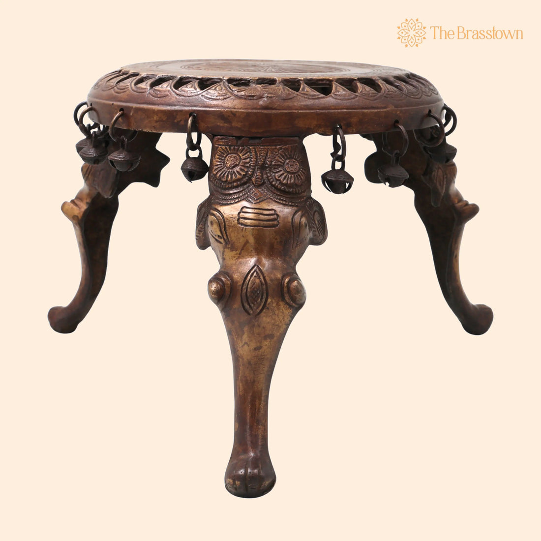 Brass Chowki Peetham – Handcrafted Traditional Chola Deity Pedestal for Pooja Mandir Décor &amp; Spiritual Gifting 7 Inch 1