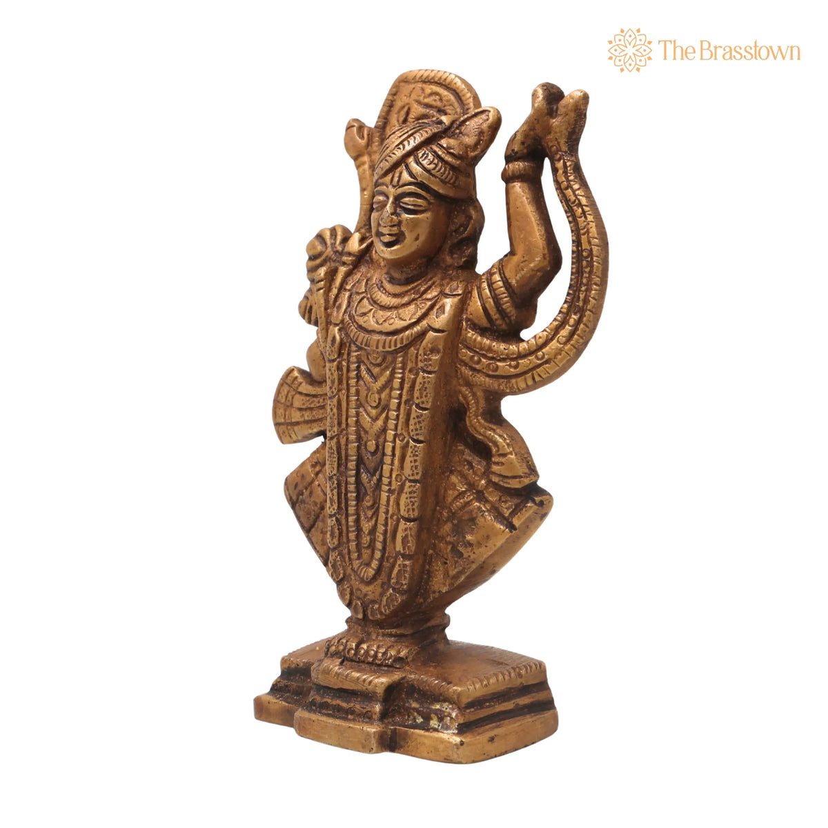 Brass Shrinathji Idol – Murti Handcrafted Traditional Thakurji Govardhandhari Sculpture for Pooja Décor Gifting 5 Inch 3