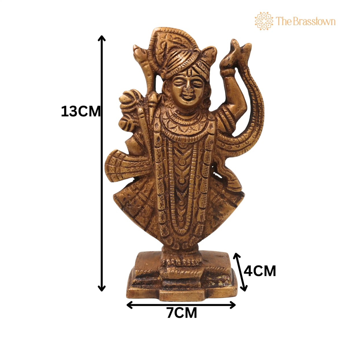 Brass Shrinathji Idol – Murti Handcrafted Traditional Thakurji Govardhandhari Sculpture for Pooja Décor Gifting 5 Inch 5