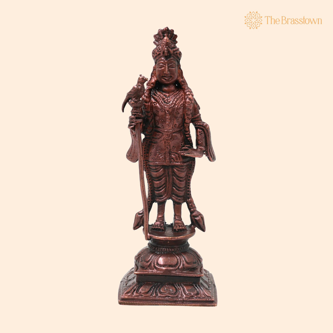 Copper Raja Murugan Idol – Kartikeya Subrahmanya Sculpture, Handcrafted Traditional Chola Murti for Pooja Décor Gifting 5.5 Inch 1