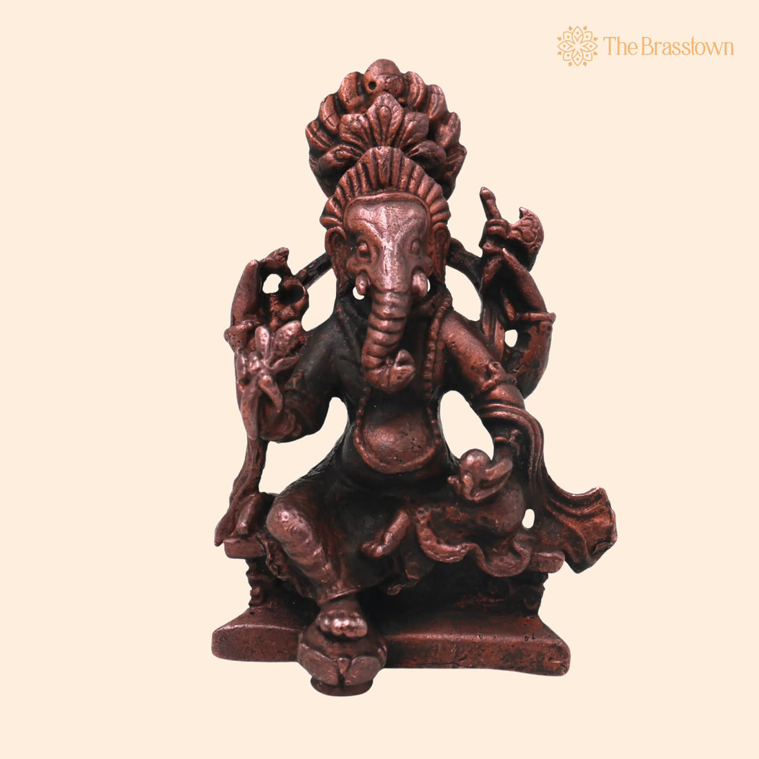 Copper Tibetan Style Ganesha Handcrafted Ganapati Vinayaka Idol for Pooja, Home Décor &amp; Spiritual Gifting 2.5 Inch 1