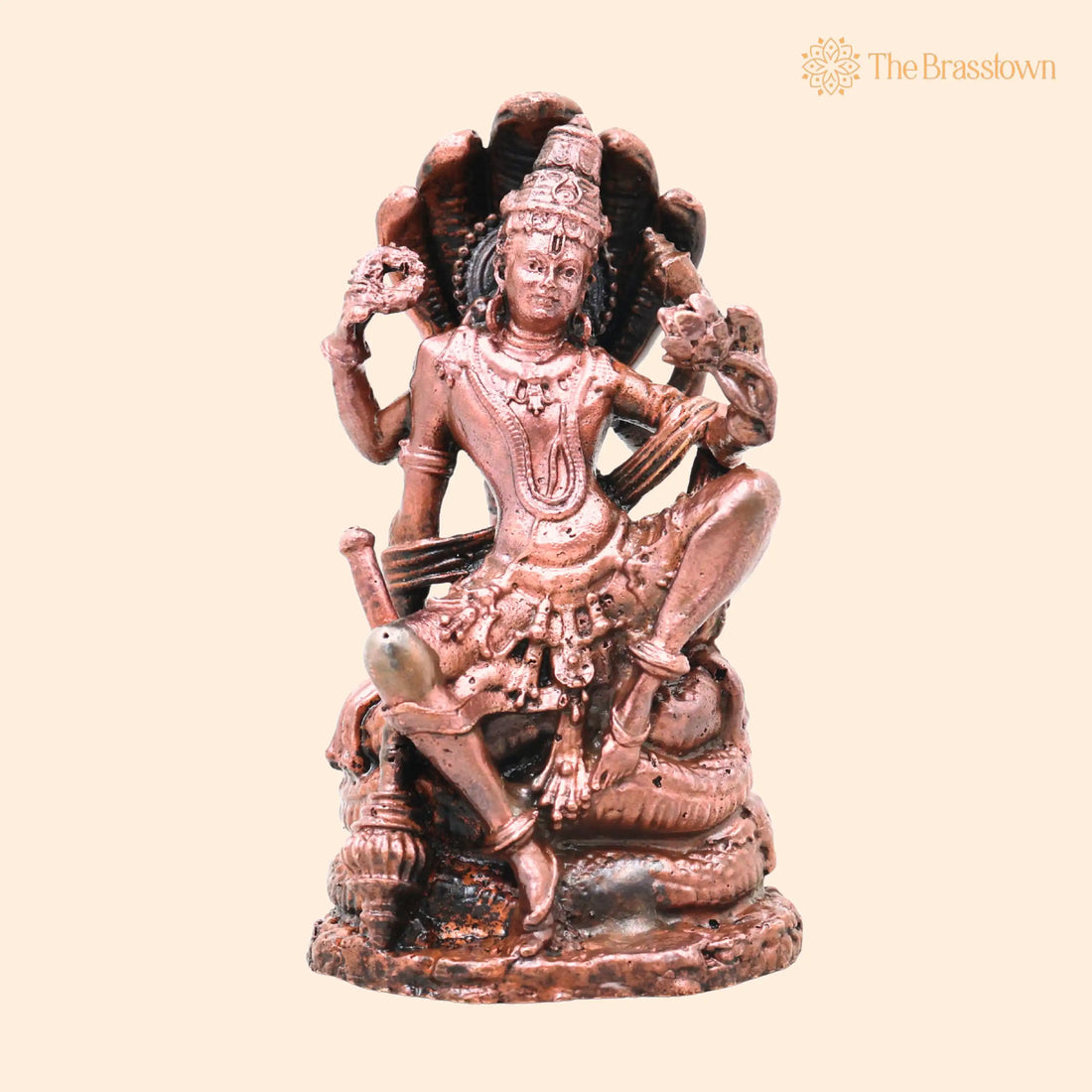 Copper Vishnu Idol – Handcrafted Lord Narayana Hari Murti for Pooja, Home Temple Décor &amp; Spiritual Gifting 4 Inch 1