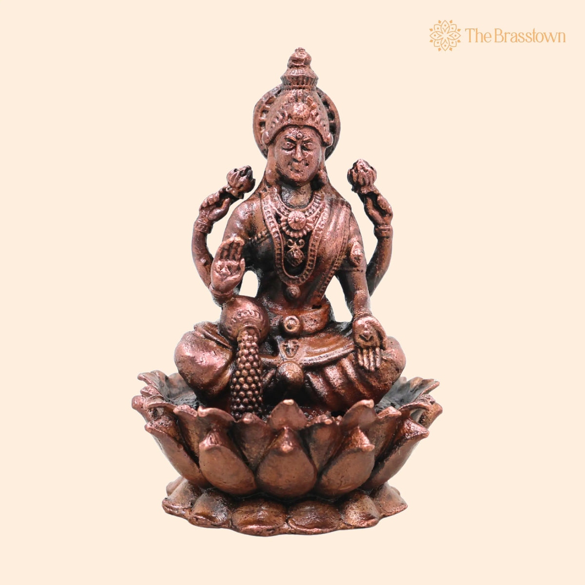 Copper Lakshmi Idol Murti – Handcrafted Mahalakshmi Goddess Statue for Pooja, Home Décor &amp; Spiritual Gifting 3 Inch 1