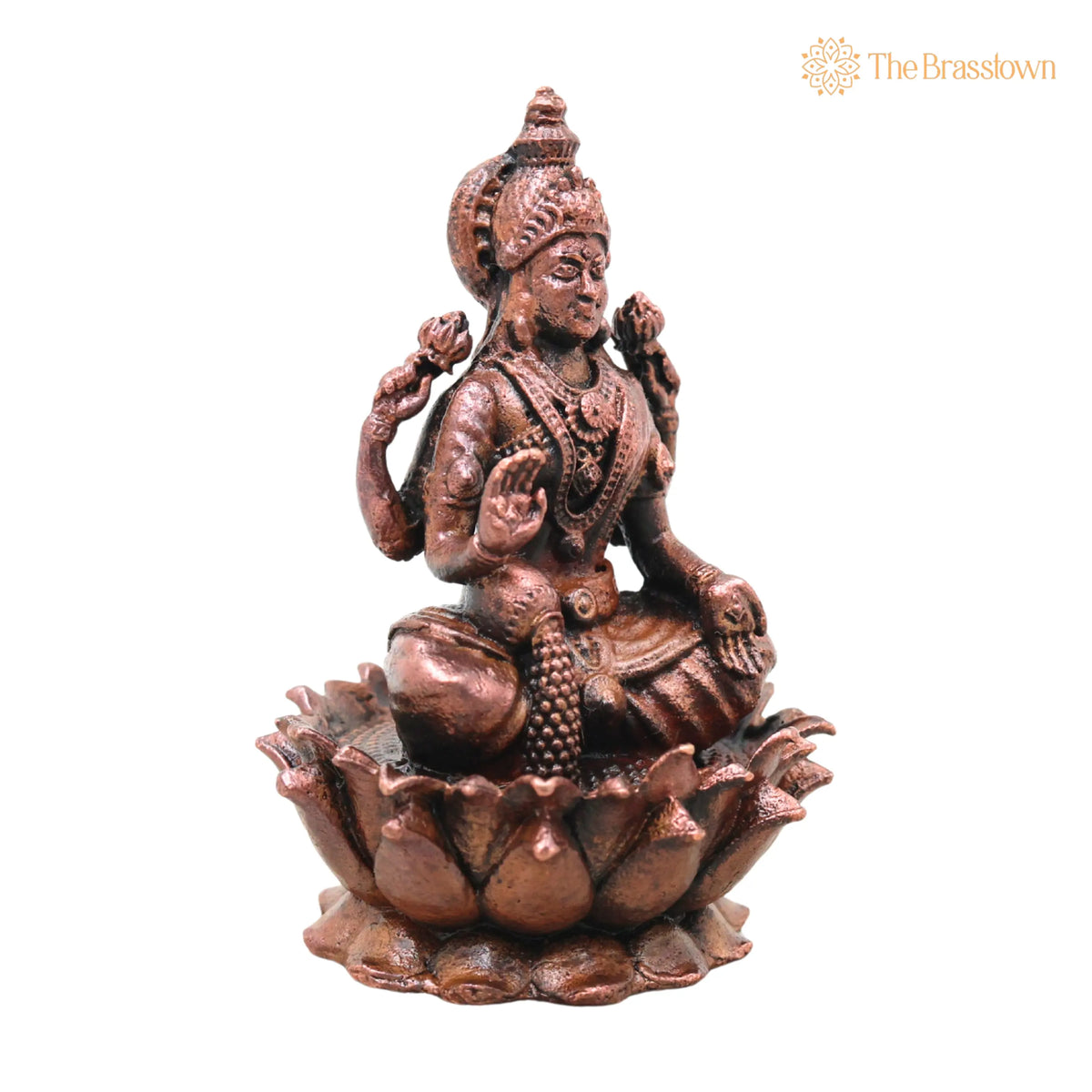 Copper Lakshmi Idol Murti – Handcrafted Mahalakshmi Goddess Statue for Pooja, Home Décor &amp; Spiritual Gifting 3 Inch 2